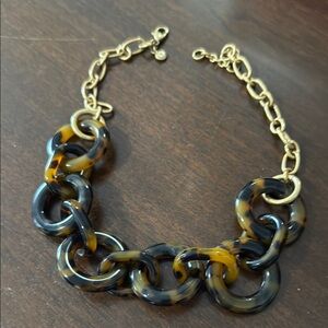 J. Crew Gold and Brown Tortoiseshell Necklace